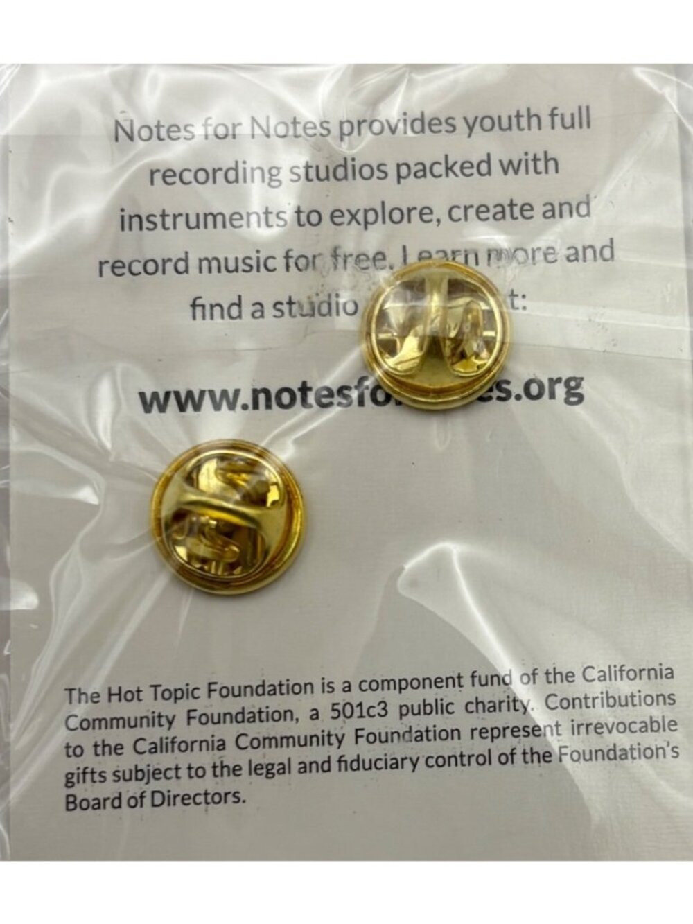 Music Notes For Notes Pin Set Hot Topic Foundation Black Gold Tone Enamel NEW - Picture 5 of 6